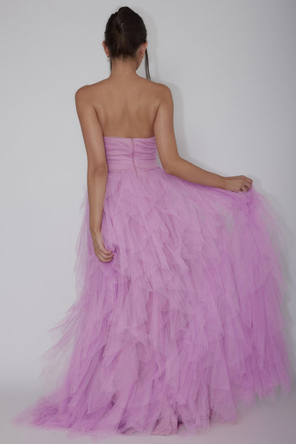Rori Tulle Cascade Maxi Dress Orchid