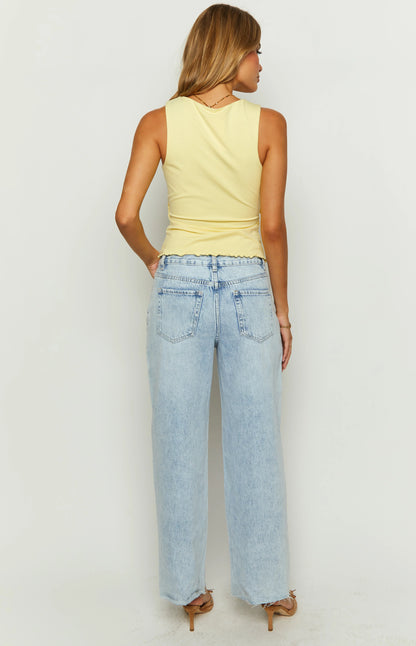 She's Yours Light Wash Denim Wide Leg Boyfriend Jeans