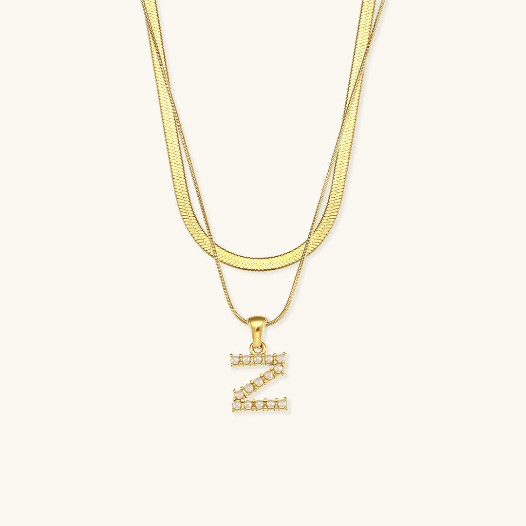 Opal Charm - LayeRed Gold Initial Necklace