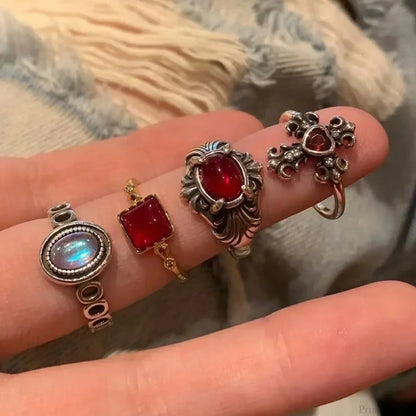 Antique Mysterious Crimson Crystal Cross Band