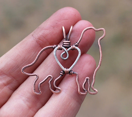 "Bernese Mountain Dog Pendant with Sterling Silver Heart & Chain"