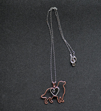 "Bernese Mountain Dog Pendant with Sterling Silver Heart & Chain"