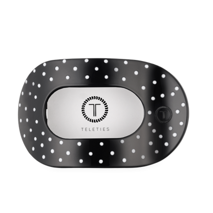 Black Polka Dot Party Large Flat Round Hair Clip