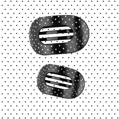Black Polka Dot Party Large Flat Round Hair Clip