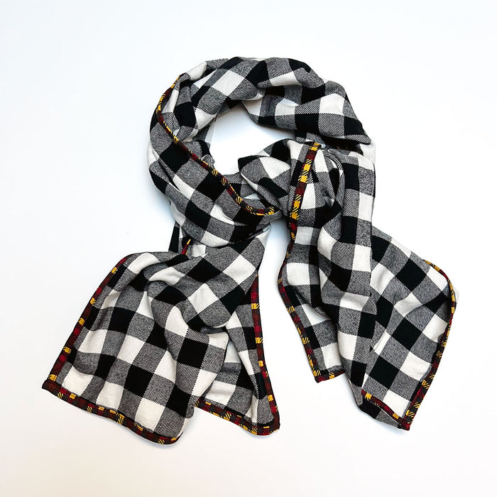 Black & White Check Flannel Scarf