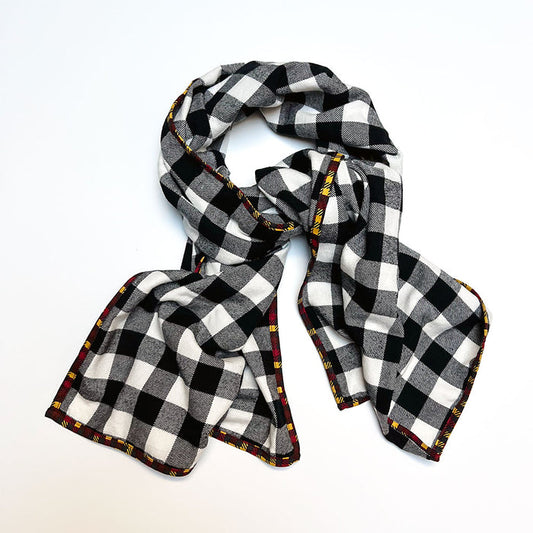 Black & White Check Flannel Scarf