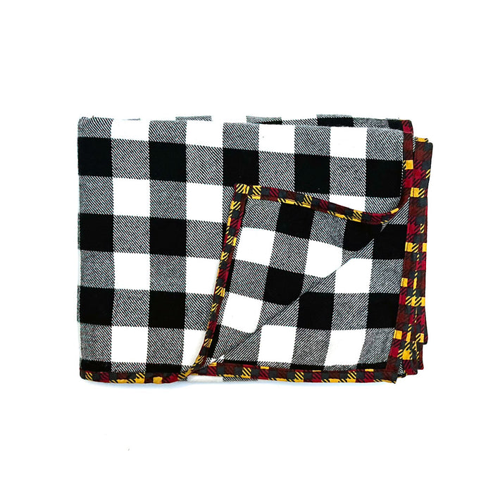 Black & White Check Flannel Scarf
