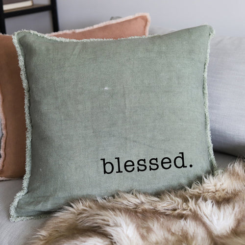 BLESSED 24" LINEN PILLOW (SAGE)