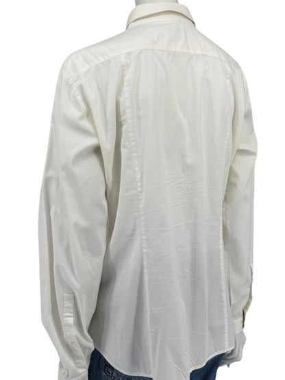 Burberry Brit White Stretch Cotton Nova Check Trim Button Front Shirt XL