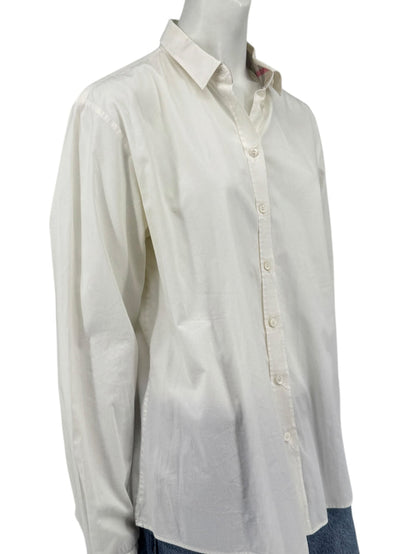 Burberry Brit White Stretch Cotton Nova Check Trim Button Front Shirt XL