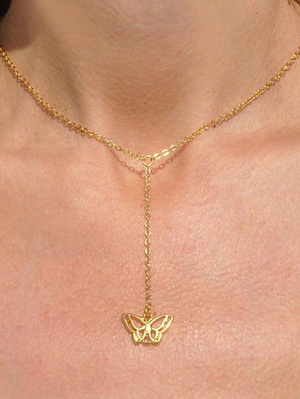 Butterfly Charm Y-lariat Necklace for Women