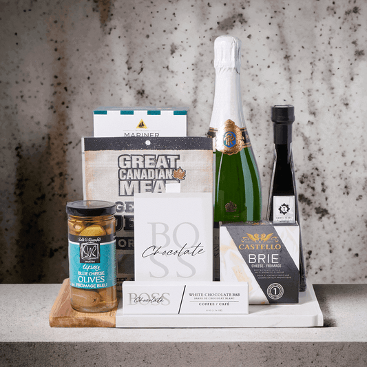 "Charmed" Champagne & Snack Gift Board from Monthly Sommelier USA - Champagne Gift Basket - USA Delivery