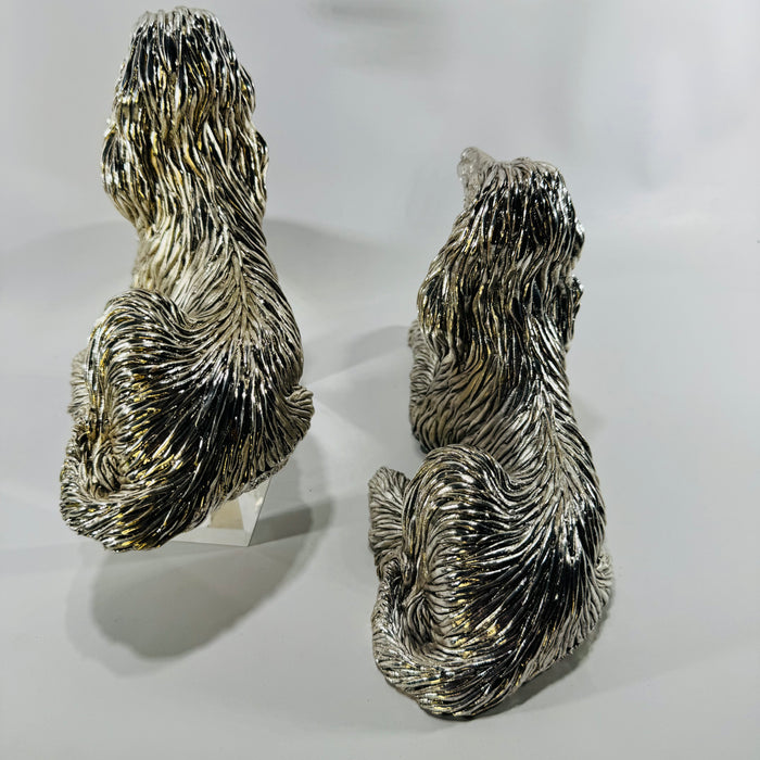 Creazioni Artistiche d'Argento Afghan Hound Dog Figurines Pair Made in Italy