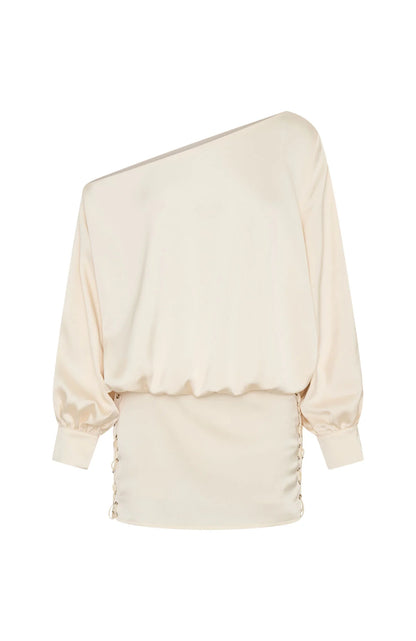 Love Letter Long Sleeve Mini Dress Off White