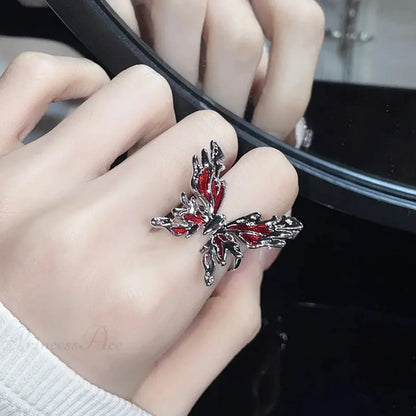 Dark Crimson Crystal Arachnid Celestial Band