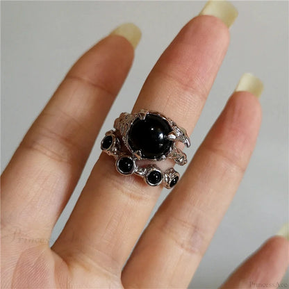Dark Thorny Rose Pair Ring