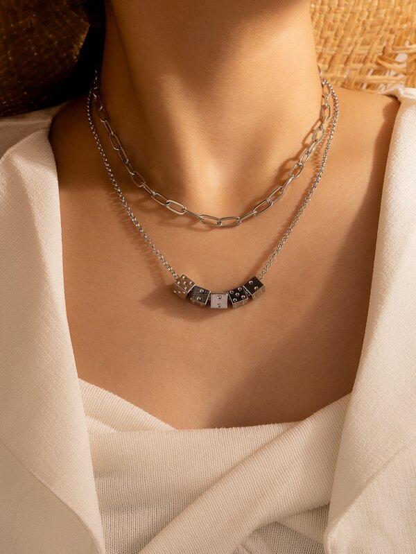 Dice Decor Layered Necklace for Women