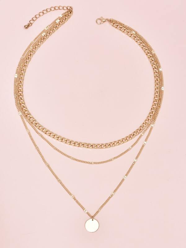Disc Charm Layered Necklace for Women
