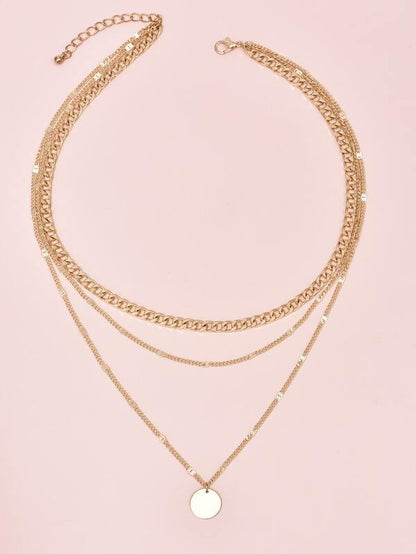 Disc Charm Layered Necklace for Women