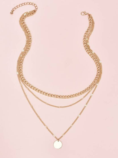 Disc Charm Layered Necklace for Women