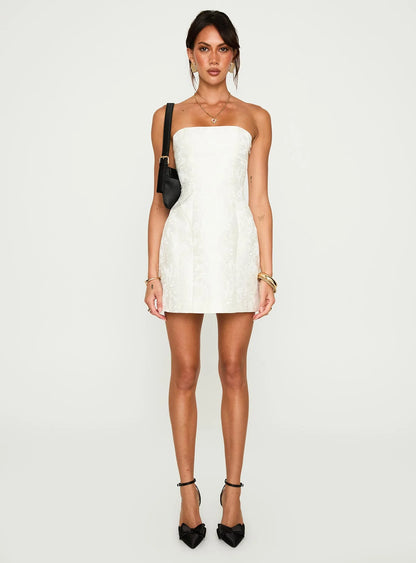 Heaven Sent Strapless Mini Dress White