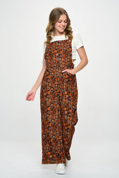 Fall Floral Corduroy Overalls