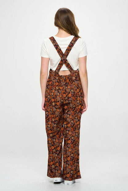 Fall Floral Corduroy Overalls