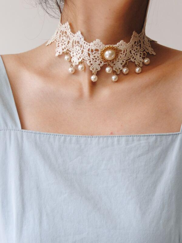 Faux Pearl Decor Necklace for Women