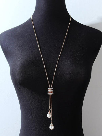 Faux Pearl Pendant Necklace for Women