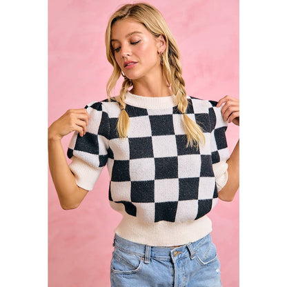 Gameday Checker Knit Top