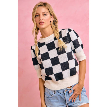 Gameday Checker Knit Top