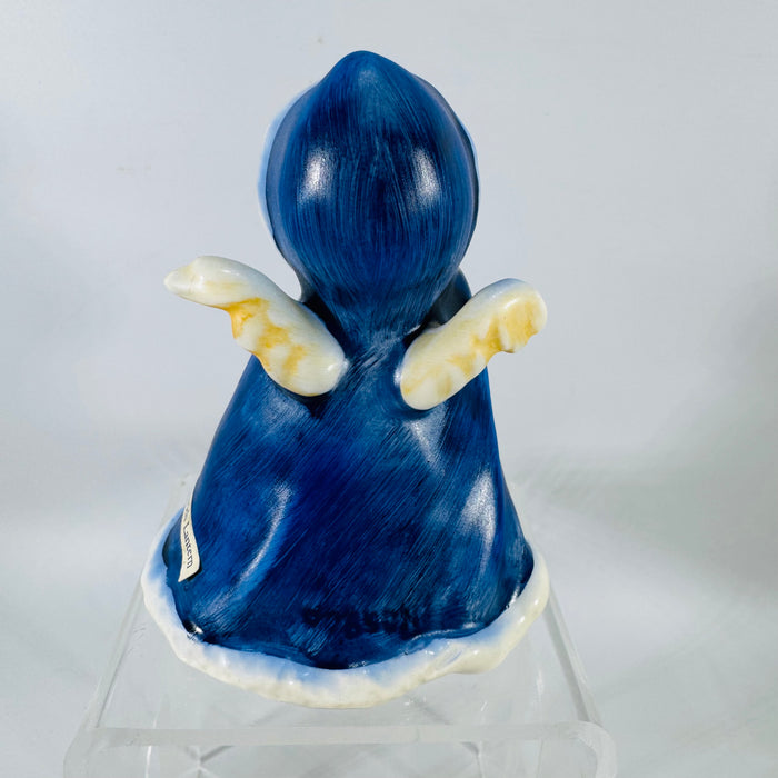 Goebel Angel Figurine, Angel With Lantern, Blue Hooded Christmas Angel, West Germany ROB 412