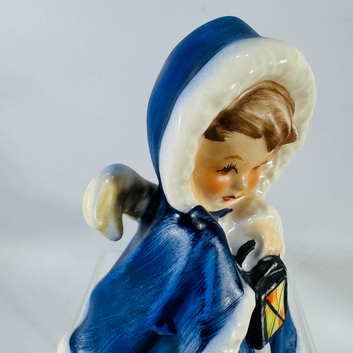 Goebel Angel Figurine, Angel With Lantern, Blue Hooded Christmas Angel, West Germany ROB 412