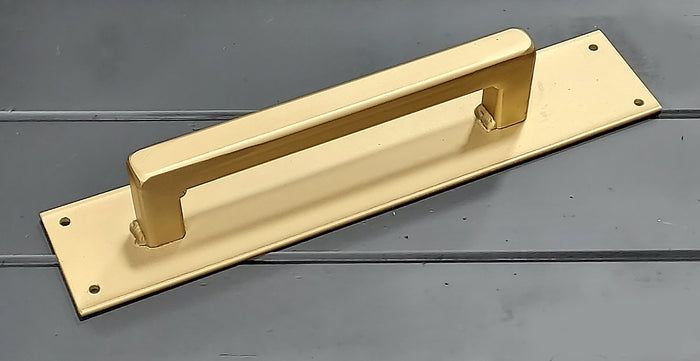 Gold Barn Door Handle - Plain Rectangular 4  - Wild