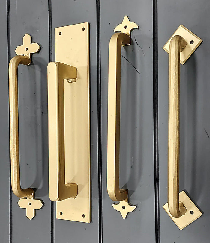 Gold Barn Door Handle Pull - Medium Plain Rectangular Handle