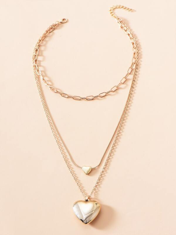 Heart Charm Layered Necklace for Women