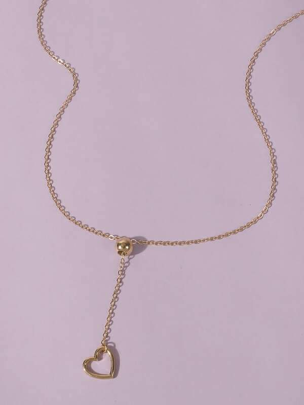 Heart Pendant Y-lariat Necklace for Women