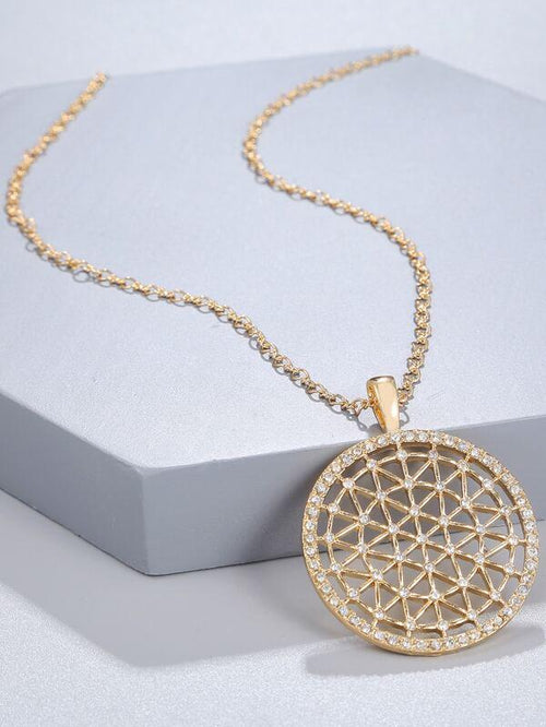 Hollow Out Round Charm Necklace for Women