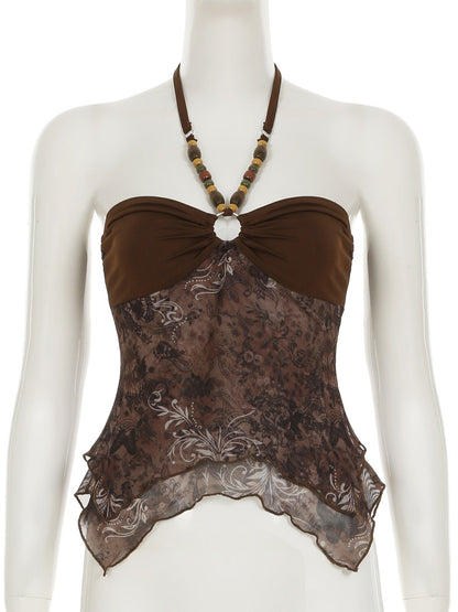 Beaded Necklace Strap Tank Top
