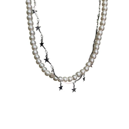 Faux pearl layered tassels choker necklace  | Festival Outfits Women