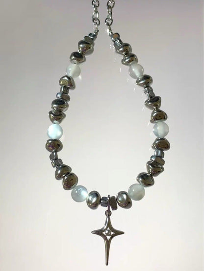 Beaded faux pearl metal chain necklace  | Festival Outfits Women
