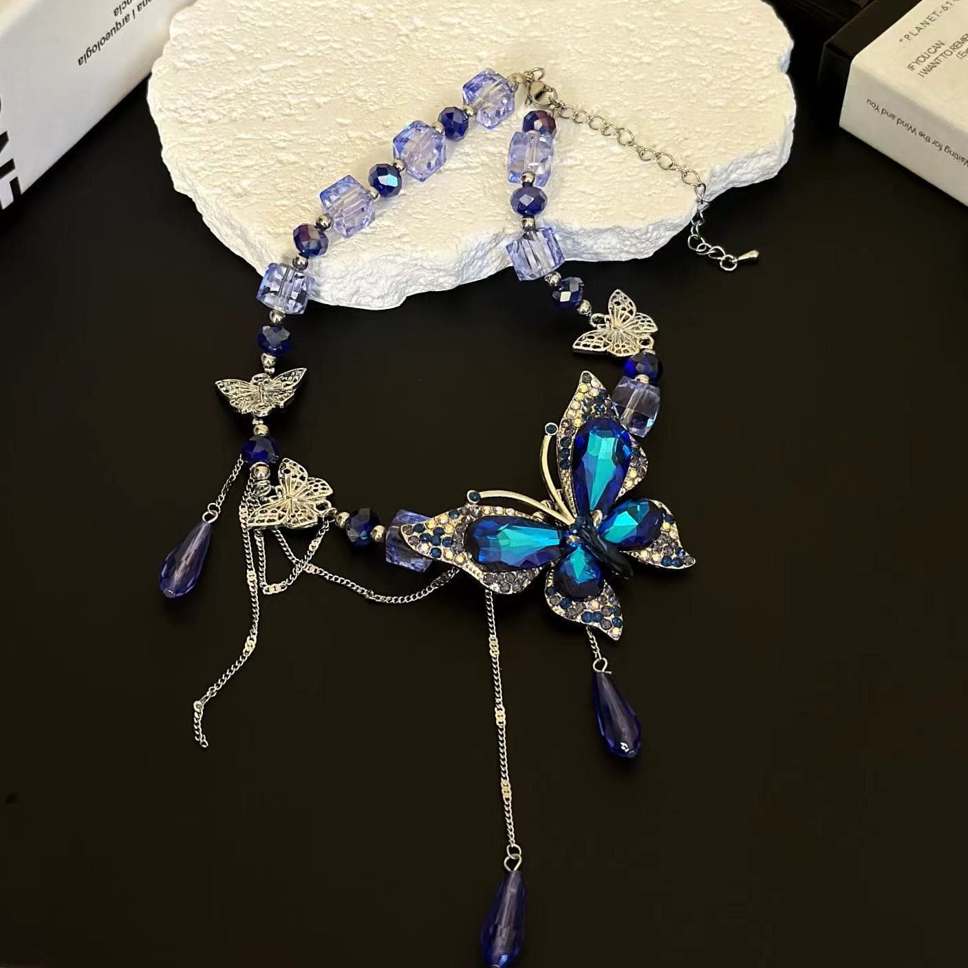 Butterfly beaded pendant choker necklace  | Festival Outfits Women