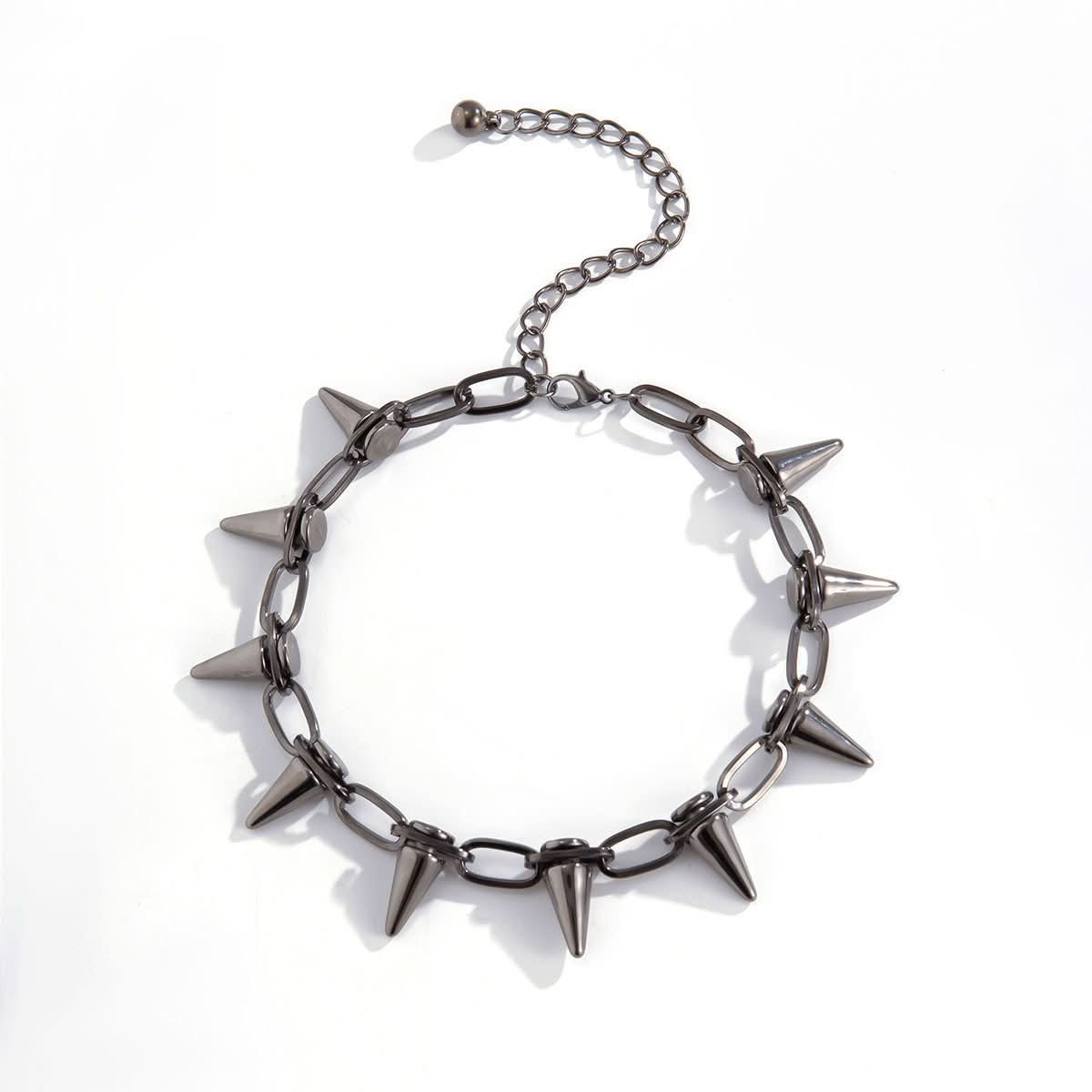 Rivet decor metal chain choker necklace  | Festival Outfits Women