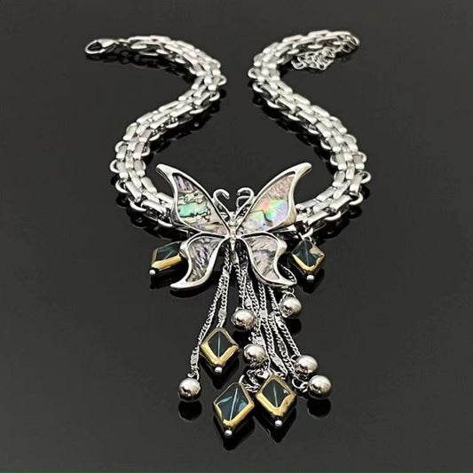 Butterfly diamond pattern pendant necklace  | Festival Outfits Women