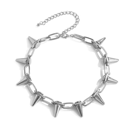 Rivet decor metal chain choker necklace  | Festival Outfits Women