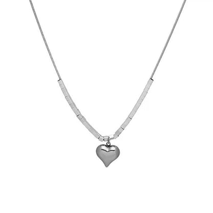 Heart pendant beaded metal chain necklace  | Festival Outfits Women