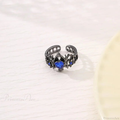 Kpop Y2K Crystal Heart Changeable Gothic Ring