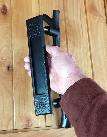 Large Tree Branch Barn Door Handle and Matching Flush Pull Set - Wild West Hardware