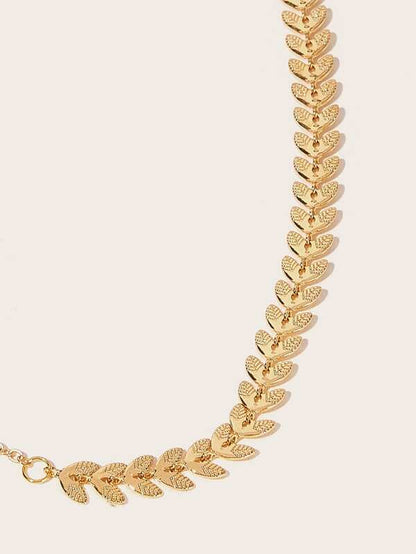Leaf Detail Lariat Necklace 1pc for Women