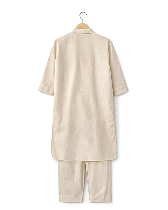 Off-White Linen Blend Kurta Co-ord Set for Women